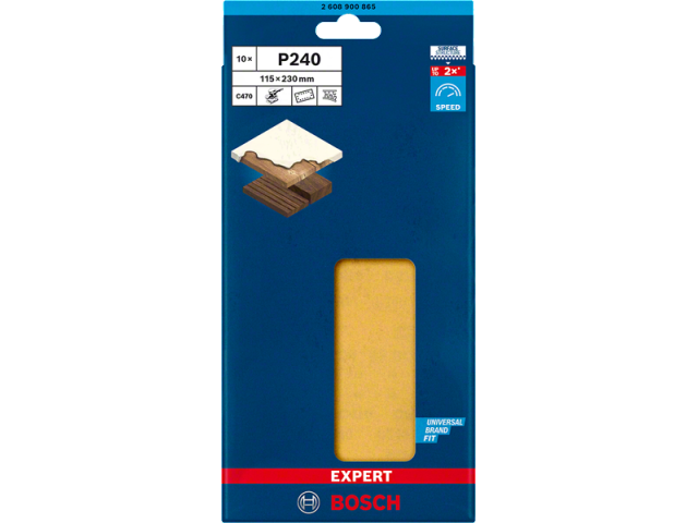 EXPERT C470 brusni papir s 14 luknjami za ekscentrične brusilnike, Dimenzije: 115x230mm, Zrnatost: 240, 2608900865